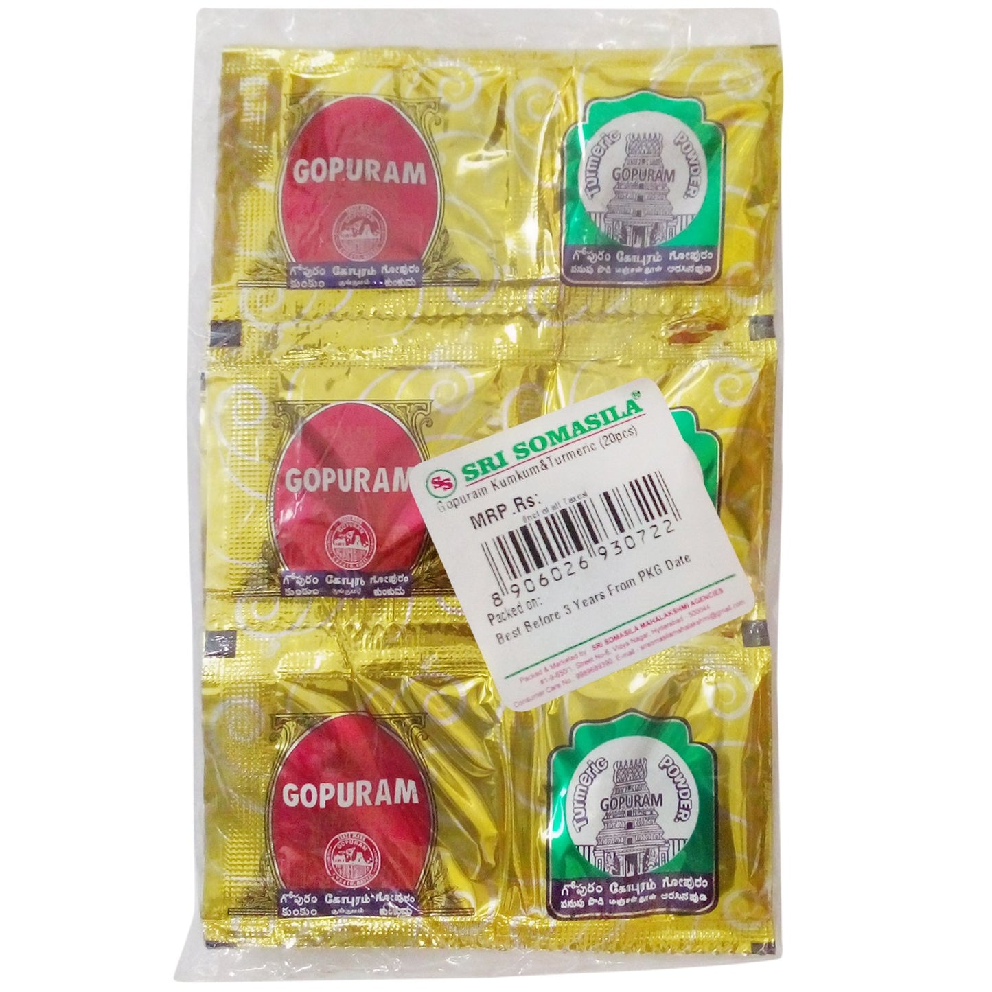 Gopuram Kumkum and Turmeric (Pack of 20).