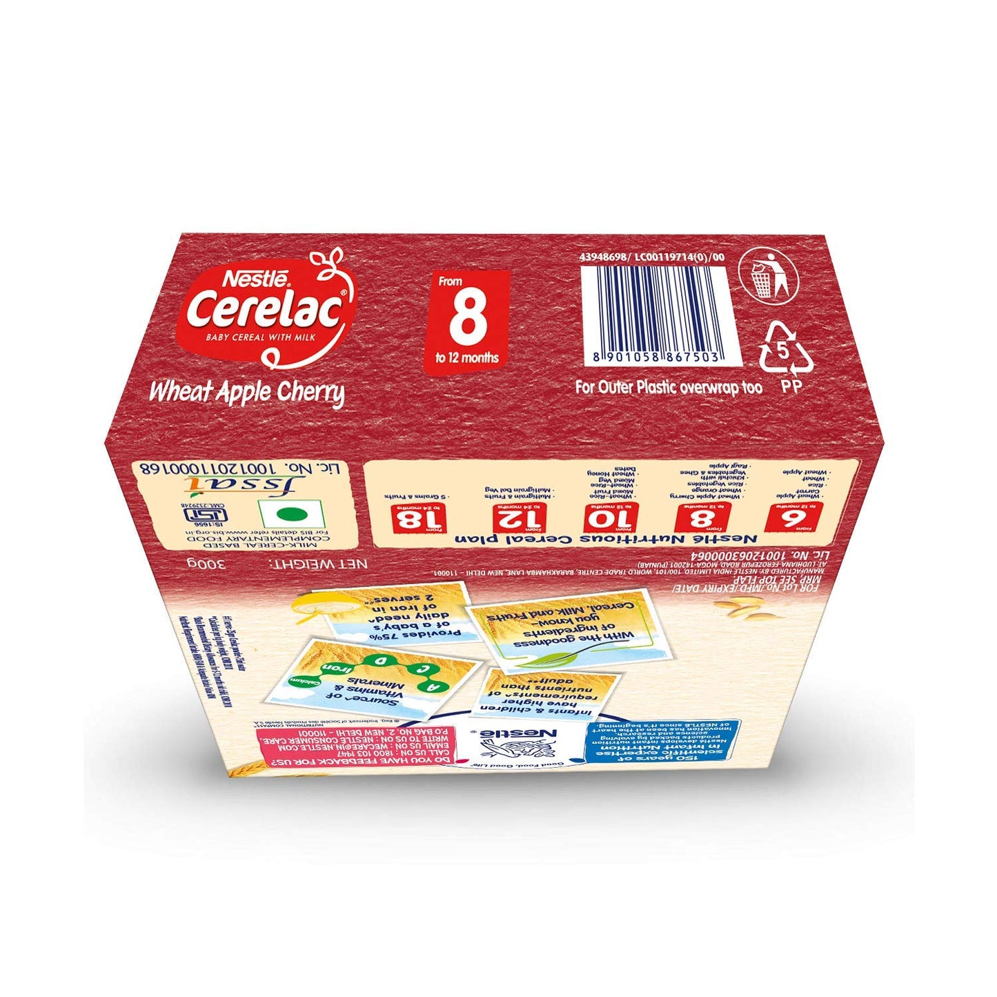 Nestle Cerelac- Wheat Apple Cherry 300 gms - Baby Products