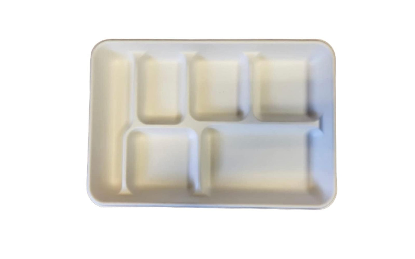 Biodegradable 6-Compartment Plates. Bulk 200 Pk. Compartment Thali Plates Trays - 200 Pack For Indian Puja, Partys