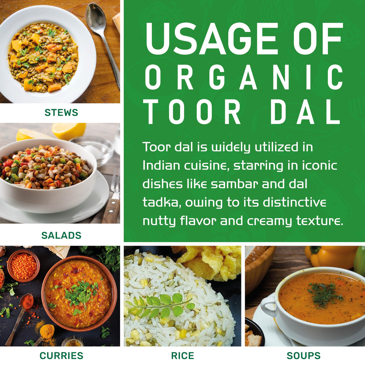 Jiva Organic Toor Dal Kori, Unoily, Madhi 2 Pound Bag - Indian Split Pigeon Peas - Non-GMO, Vegan
