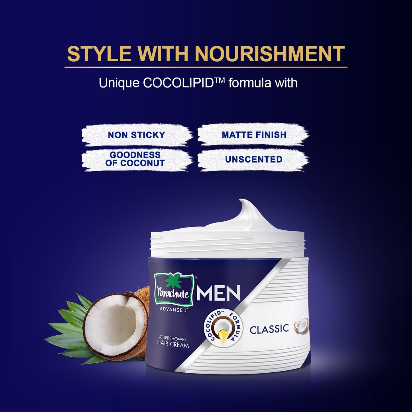 Parachute Advansed Hair Cream For Men, 3.3 fl. oz. |Hair Cream After Shower |Non Sticky Oil Replacement Hair Cream |Goodness of Coconut