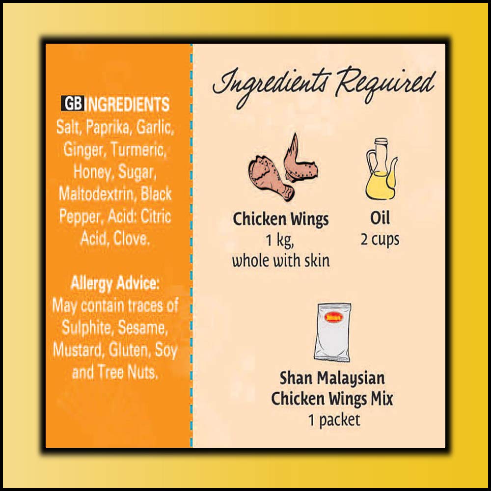 Shan Malaysian Chicken Wings Oriental Seasoning Mix 1.41 oz (40g) - Spice Powder for Deep Fried/Grilled Chicken Wings (Pack of 1)