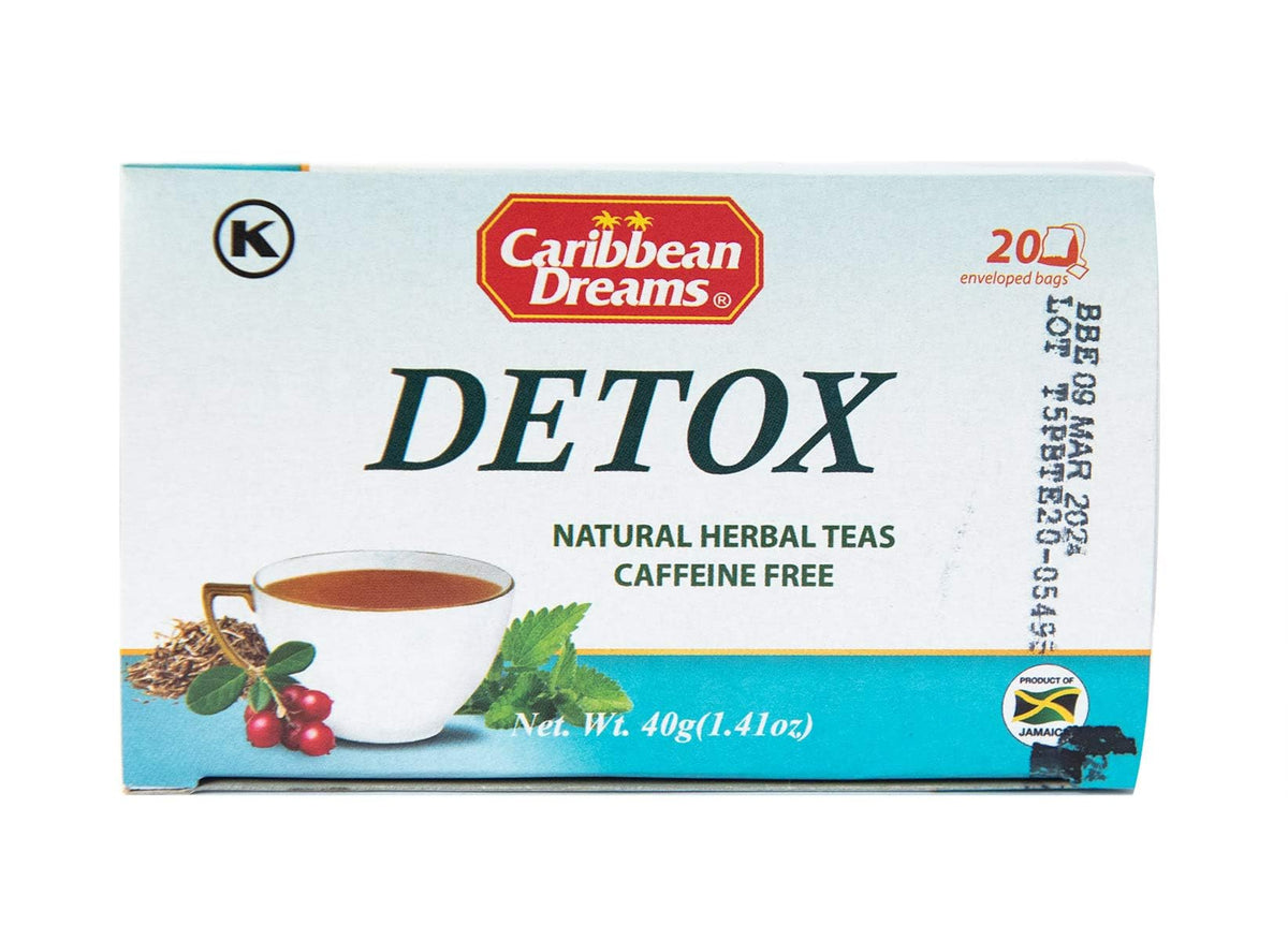 Caribbean Dreams Detox Tea, 20 Tea Bags, Herbal Cleansing Tea, All Natural, Caffeine Free (Pack of 3-60 tea bags) - Desintoxicacion Te De Hierbas Naturales