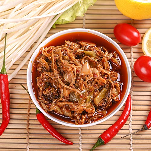 Fan Sao Guang Enoki Mushroom Pickles Chili Sauce Hot Chili Oil of Sichuan Cuisine Taste Chili Crisp Spicy Delicious Perfect for Everything (9.8 Oz)