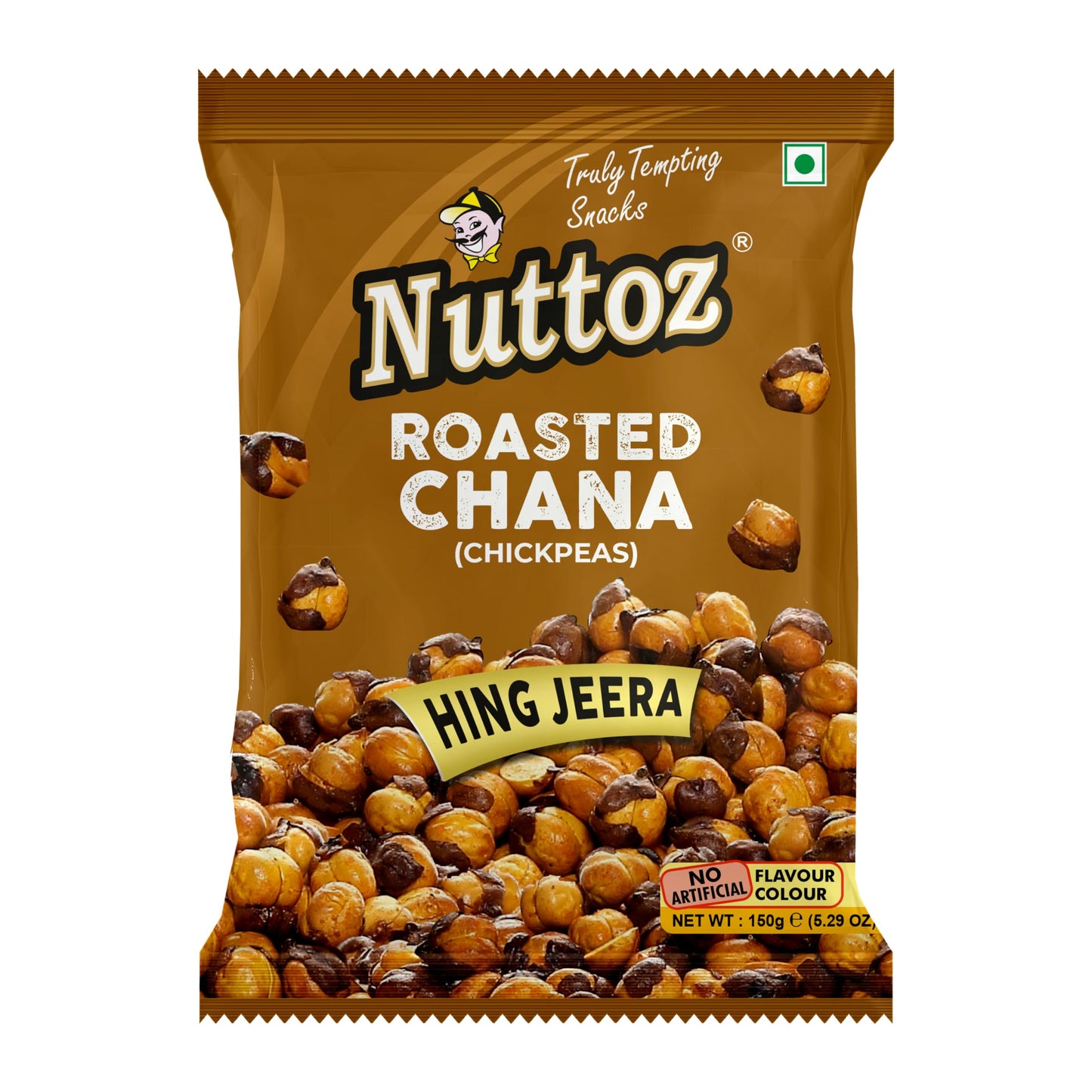 Nuttoz Roasted Chana, 150g Pack of 2, Hing Jeera, Nimbu Pudina, Black Pepper, Masala Flavors (Hing Jeera Roasted Chana)