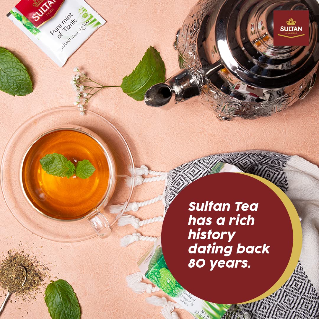 SULTAN TEA Moroccan Green Tea with Pure Mint & Tiznit Herbal Green Teas (Single Pack - 20 Tea Bags)