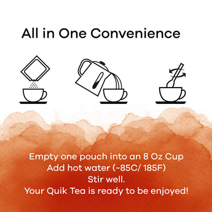 QuikTea Ginger Chai Tea Latte 10 Count, Bold Ginger Flavor, Naturally Caffeine-Light, no preservatives, No Sugar Added Just Add Hot Water