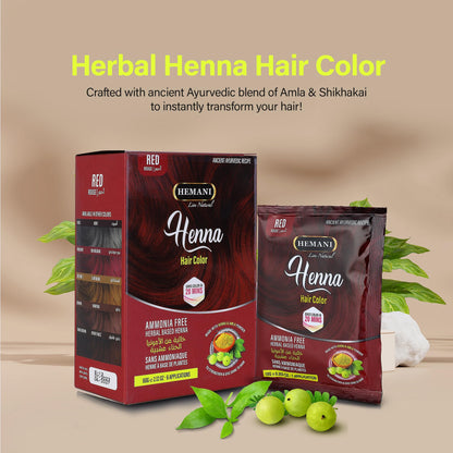 HEMANI Hair Henna Color 2.12 OZ (60g) 6 Applications, Colors in 20 Minutes - Ammonia Free - Herbal Based Henna (Red)