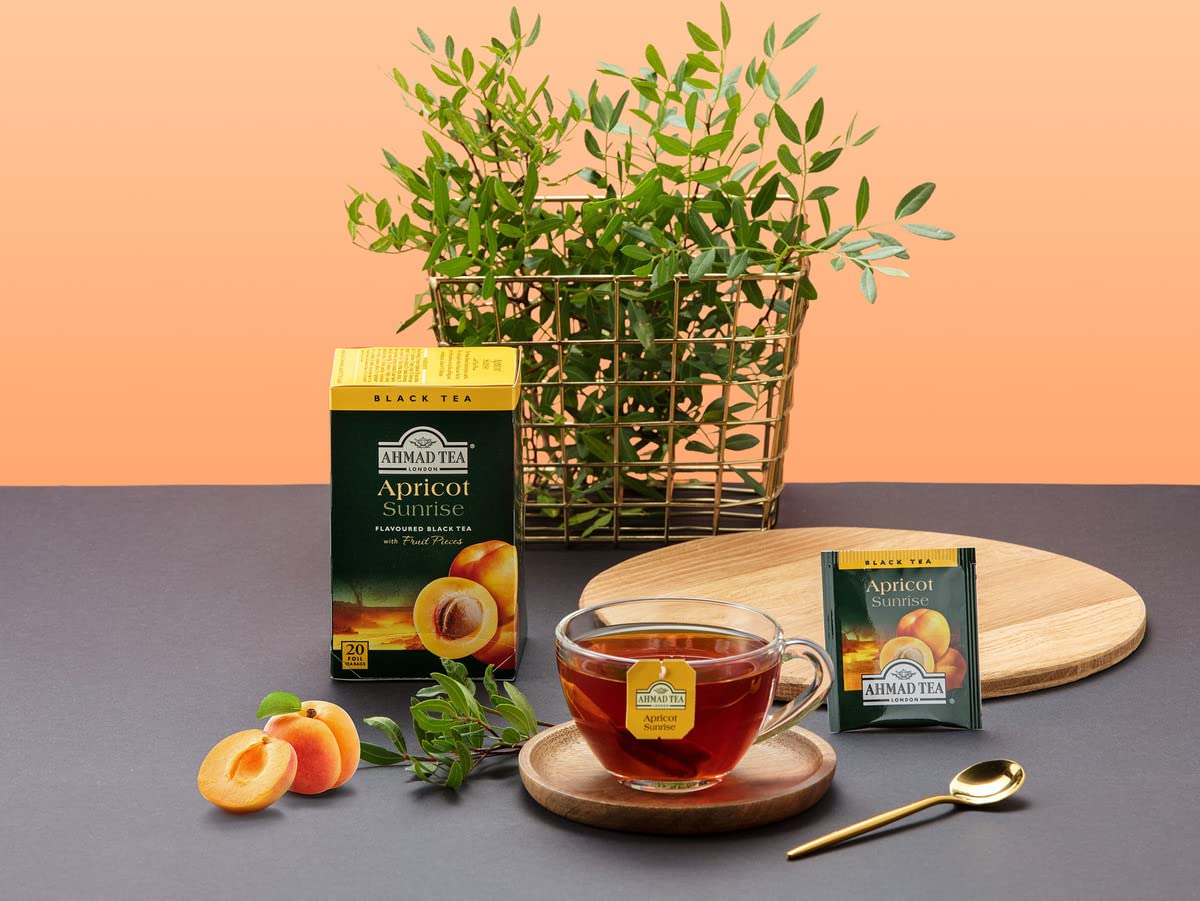 Ahmad Tea Apricot Sunrise, Tea Bags, 20-Count Boxes (Pack of 2)