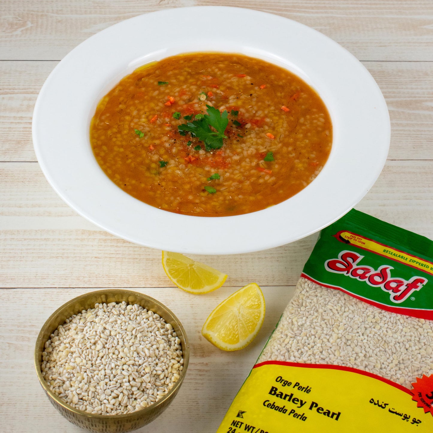 Sadaf Pearl Barley - Pearled Barley Grain for Cooking and Food Flavoring - Cebada en Grano - Kosher - 24 Oz Resealable Bag