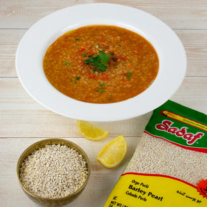 Sadaf Pearl Barley - Pearled Barley Grain for Cooking and Food Flavoring - Cebada en Grano - Kosher - 24 Oz Resealable Bag