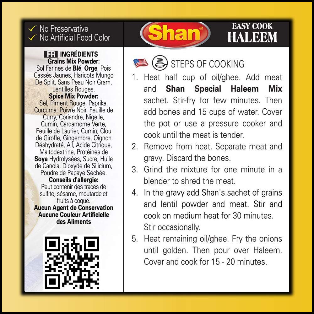 Shan Easy Cook Haleem Recipe Mix 10.5 oz (300g) - Spice Powder for Traditional Meat, Lentil and Wheat Curry - Suitable for Vegetarians