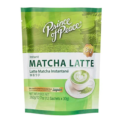 Prince of Peace 3 in 1 Matcha Latte Instant Beverage 12 Sachets Easy to Brew Authentic Japanese Matcha Powder Natural Ingredients Natural Antioxidants Authentic, Rich Taste