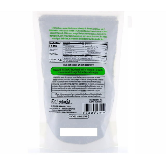 Dr.Herbalist Chia Seeds 400 gm [PACK OF 1]