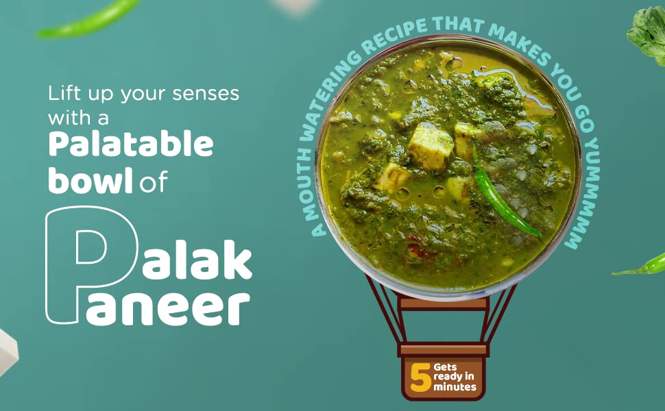 HOCCO Paneer Sabji Combo Pack of 4 (Smoked Paneer, Palak Paneer, Paneer Tikka Lababdar, Paneer Methi Malai) | Ready to Eat | Just Heat & Eat | No Added Preservative& Colours | Meal Ready in 5 Minutes