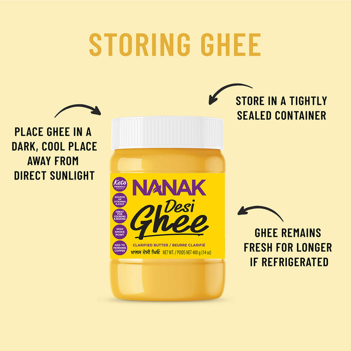 Nanak Desi Ghee Clarified Butter - Premium Quality, Keto Friendly, Certified Paleo, Lactose-Free, Source of Vitamins A & D Great Alternative for Butter Suitable for Cooking (28 oz)