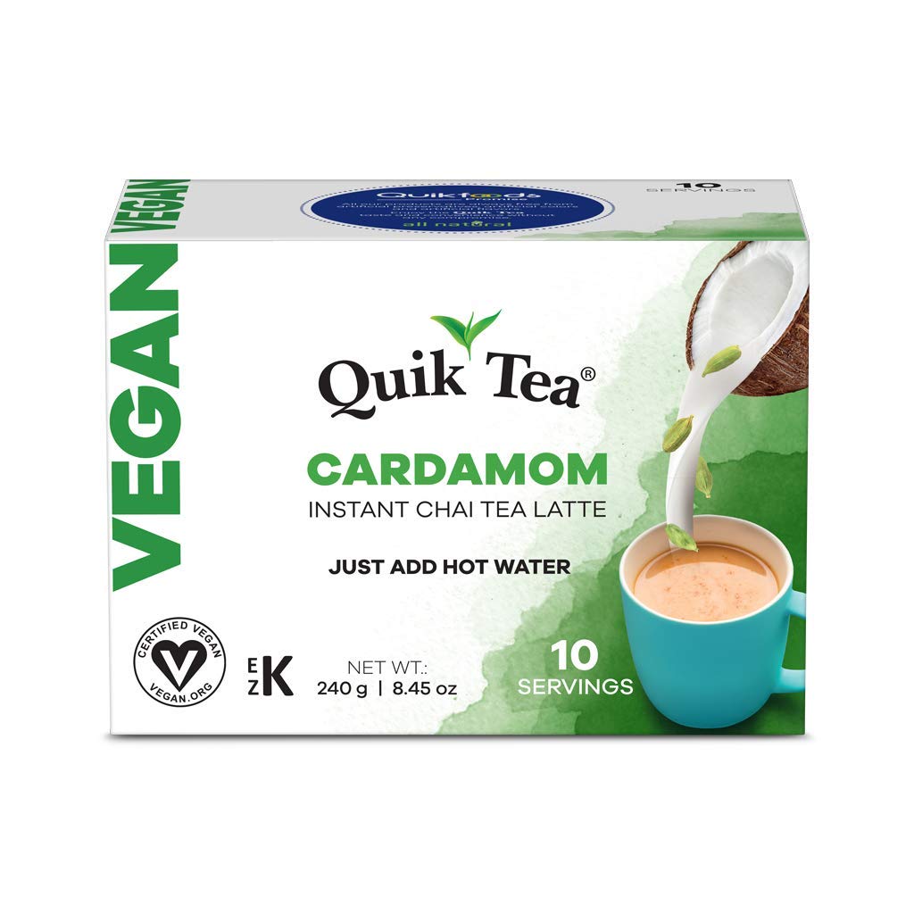 QuikTea Vegan Cardamom Chai Tea Latte - 10 Count (Pack of 4) - Indian Tea