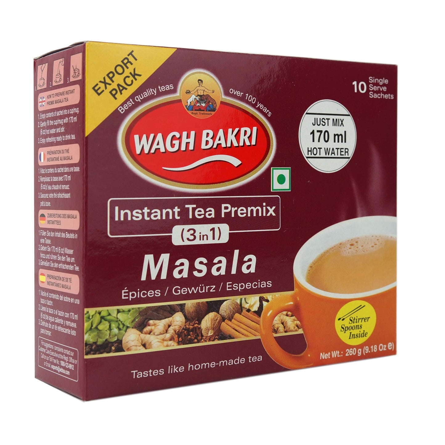 Wagh Bakri Instant Masala tea 3 in 1 10 sachets