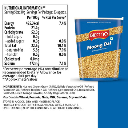 Bikano Moong Dal, Indian Namkeen (Plain, 35.2oz)