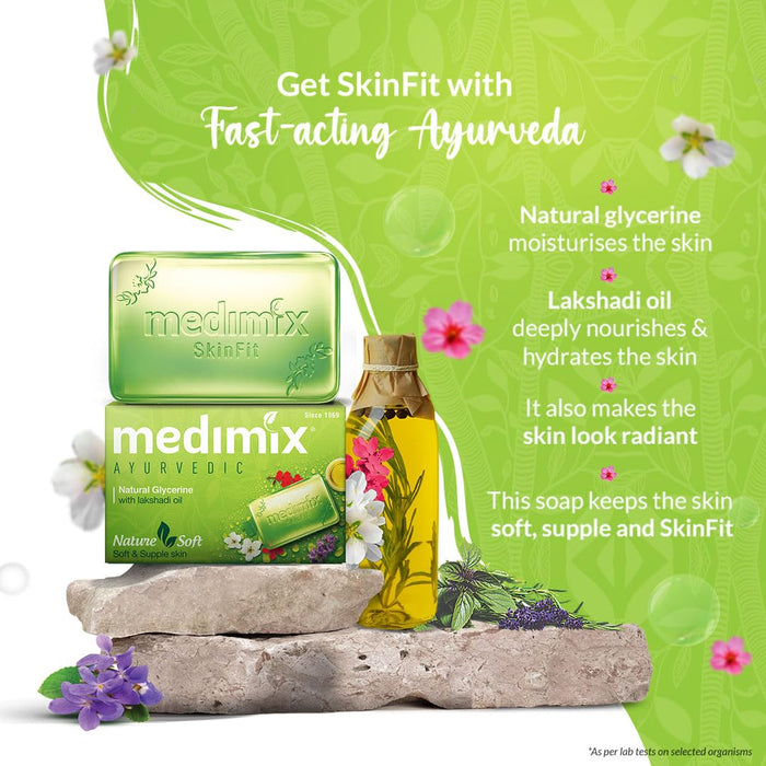 Medimix Ayurvedic Natural Glycerine Bathing Bar, 125 g (Pack of 8)