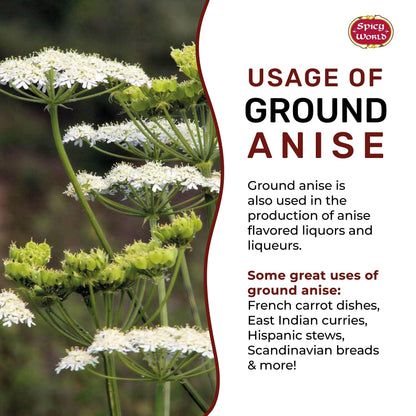 Spicy World Ground Anise Powder 7 Ounce - Anise Seeds Ground, Pure & Natural, Great for baking, cooking, and even tea