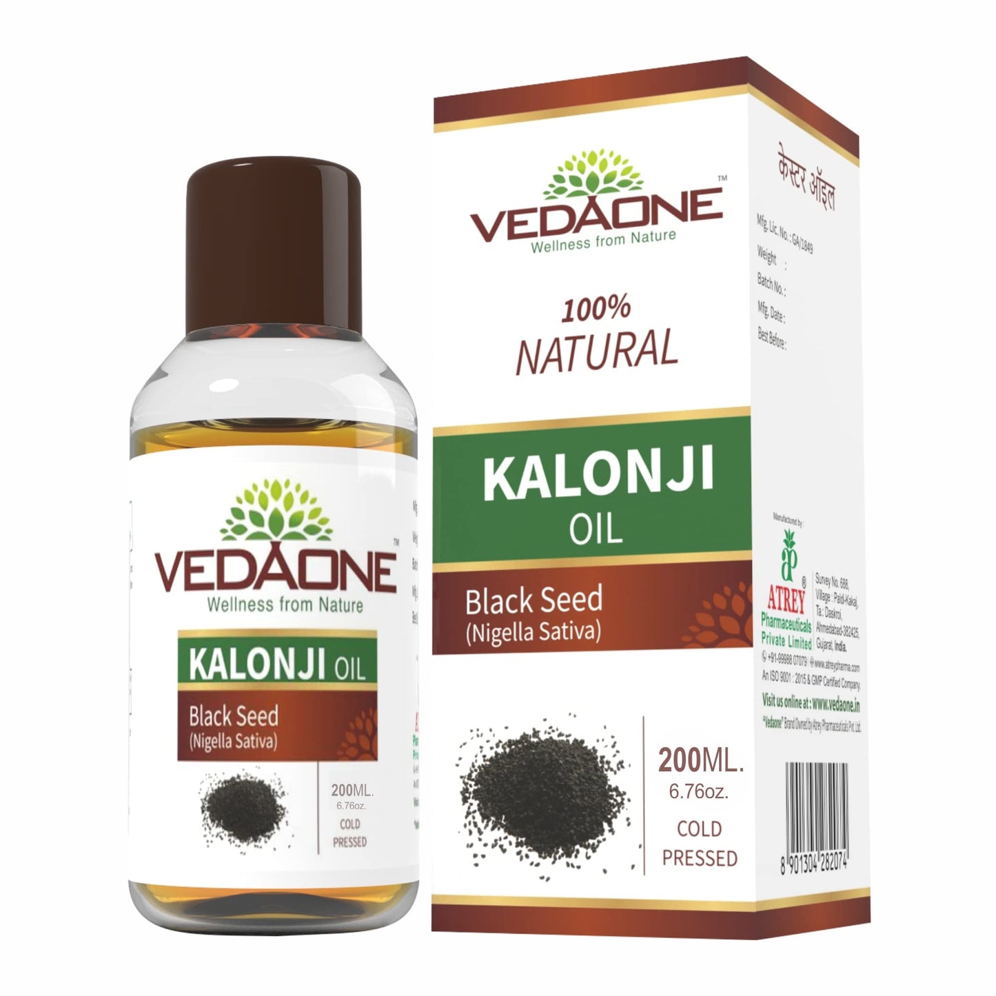 Vedaone USDA Organic Kalonji | Nigella Sativa Black Cumin Seed Oil for Hair Growth - 200ml | Ayurvedic Formula