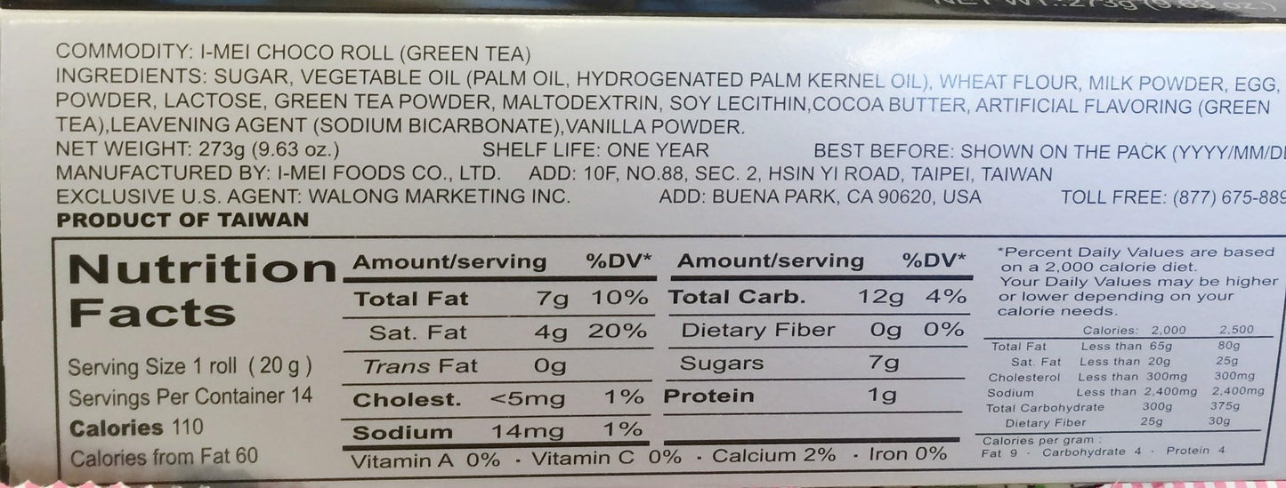 Imei Choco Roll Cookies Green Tea Flavor, 2 Pack