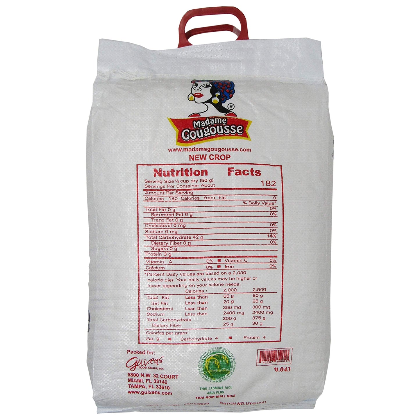 Madame Gougousse Premium 20 lb Jasmine Rice - Aromatic, Long Grain Excellence
