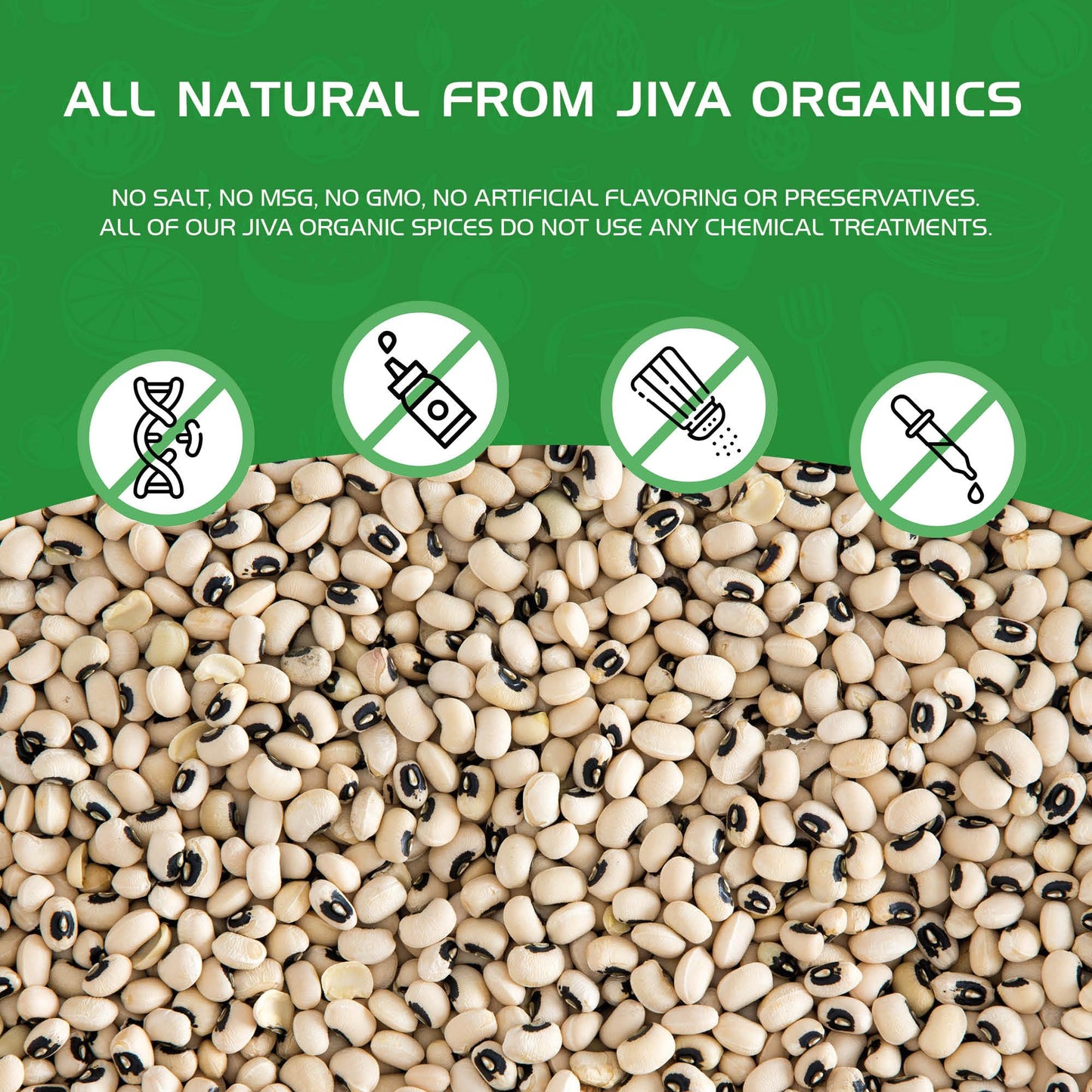 Jiva Organics Organic Black Eye Peas 2 Pound Bag - Cowpeas, Non-GMO, Natural