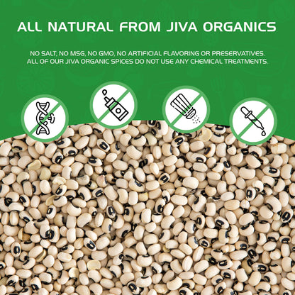 Jiva Organics Organic Black Eye Peas 2 Pound Bag - Cowpeas, Non-GMO, Natural