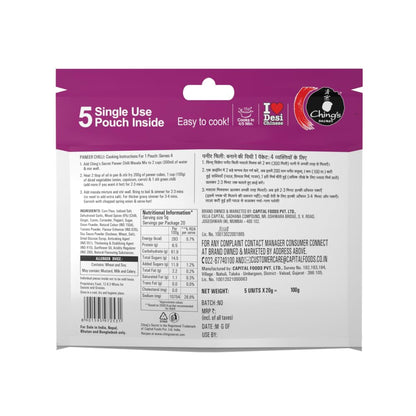 Ching's Secret Paneer Chilli Masala - 5 Single Use Pouch - 100 Gram