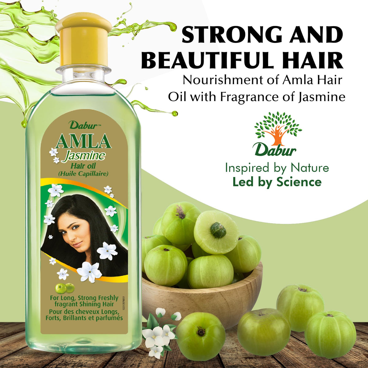 Dabur Amla Jasmine Hair Oil - Amla Oil, Amla Hair Oil, Amla Oil for Healthy Hair and Moisturized Scalp, Indian Hair Oil for Men and Women, Hair Strengthening Products (300 ml)