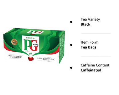 PG Tips Premium Black Tea, Black Tea Pyramid Bags, 40 ct