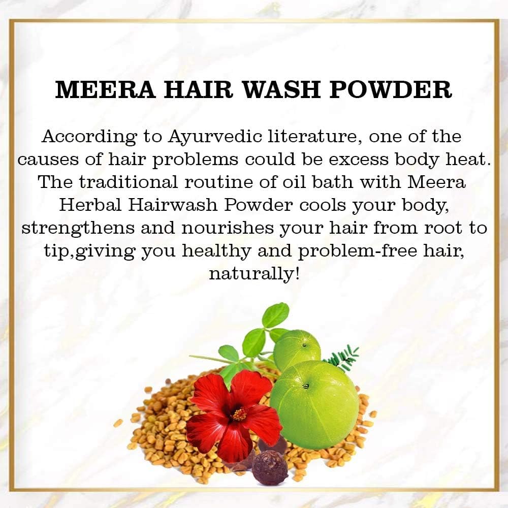 4 X Meera Herbal Hair Wash Powder Shikakai, Tulsi Powder 120gm Jar X 4= Net. 480g