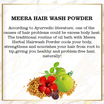 4 X Meera Herbal Hair Wash Powder Shikakai, Tulsi Powder 120gm Jar X 4= Net. 480g