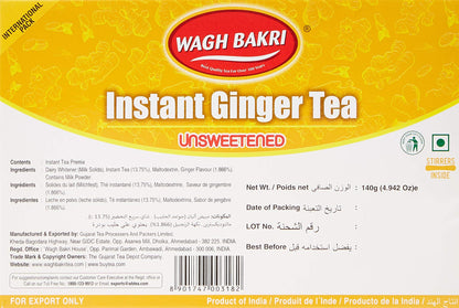 Wagh Bakri Instant Ginger tea UNSWEETENED 10 sachets - Indian Tea
