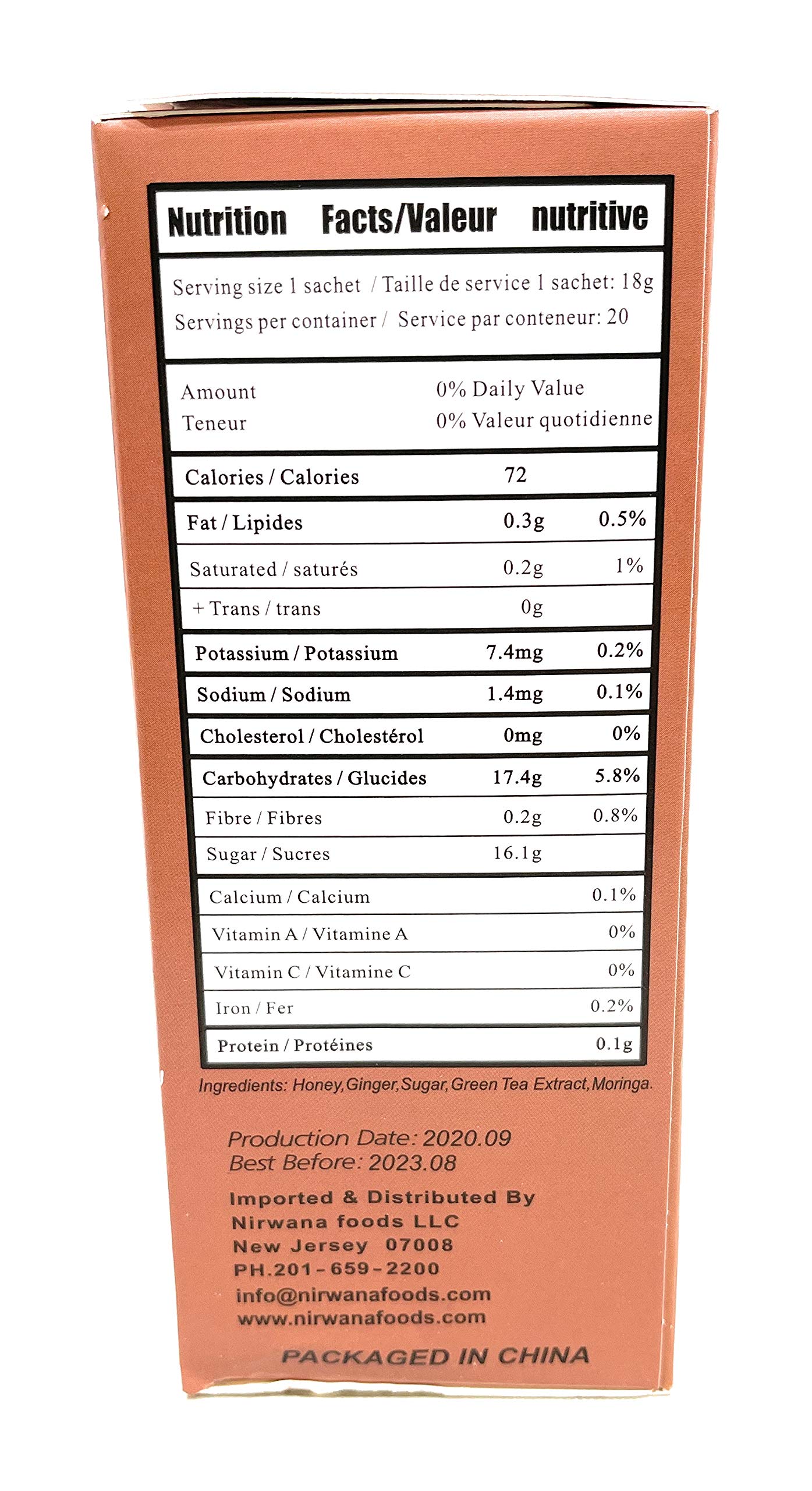 Nirvana Moringa Ginger Tea Sachets 20 sachetsx 0:63 oz - Indian Tea & Coffee