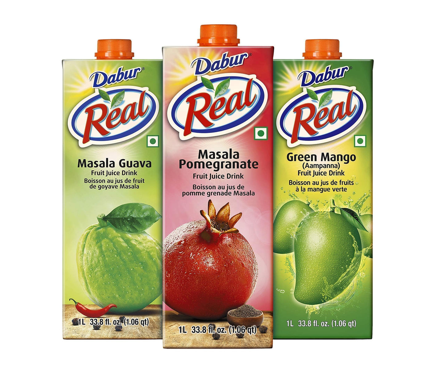 Dabur Real Green Mango/Aampanna Fruit (Cocktail/Mocktail) Juice Drink 1 Ltr [pack of 3]