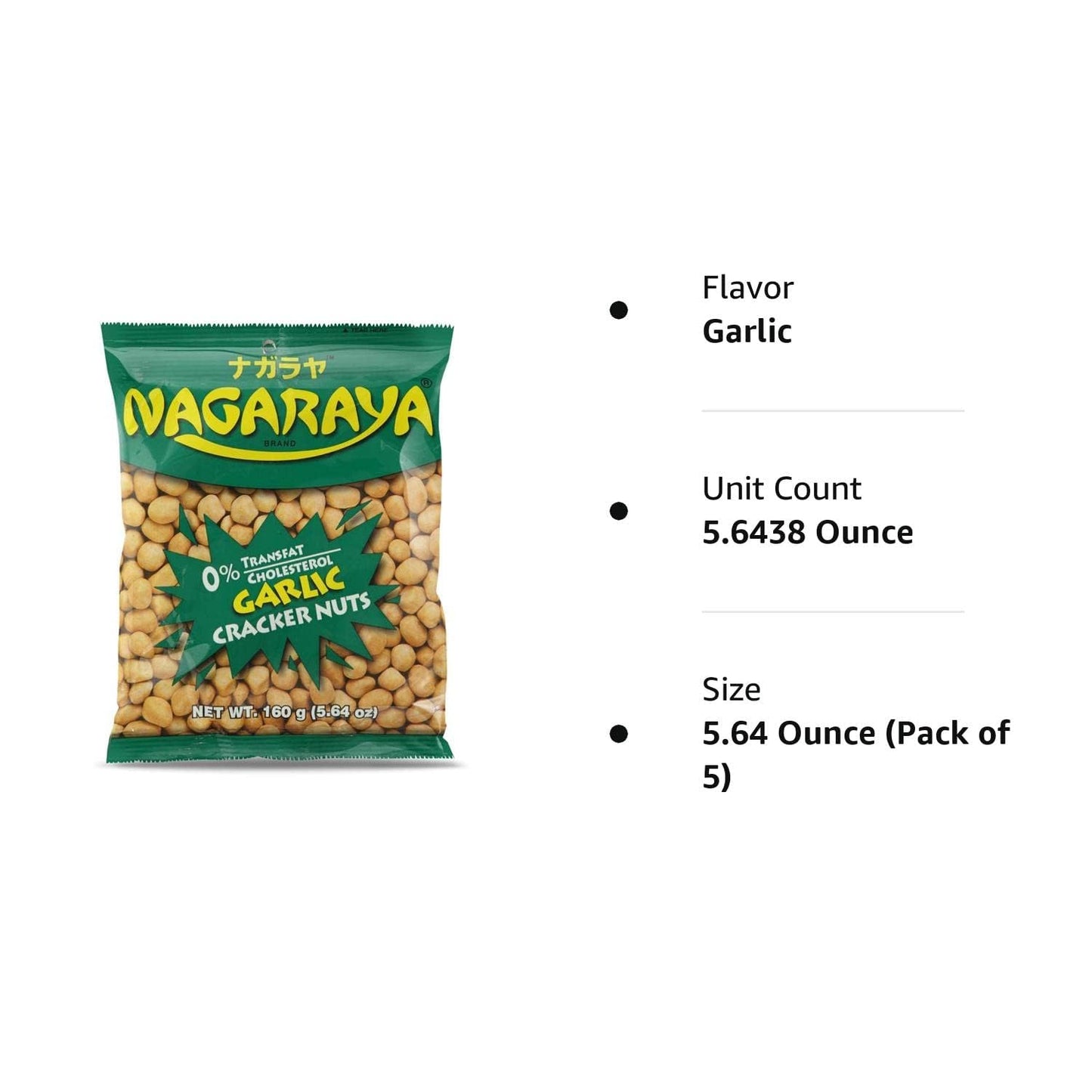 Nagaraya Cracker Nuts Garlic Pack of 5 (160 G Per Pack)