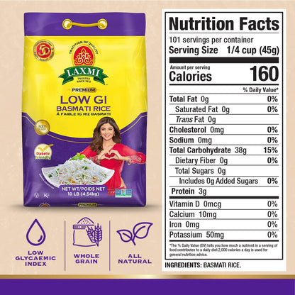 Laxmi Lower G I Value Basmati Rice 10 lbs - Basmati Rice
