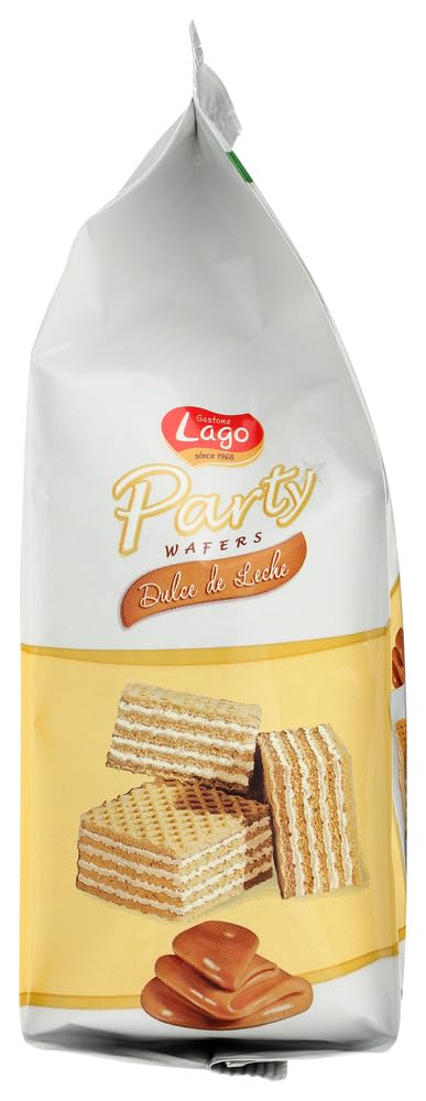 Gastone Lago Party Wafers Cookies Cream Filling 8.82 oz, 250g (Dulce De Leche, 1-Pack)
