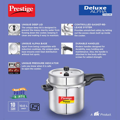 Prestige Deluxe Alpha St. Steel Pressure Cooker 10.0 Litres