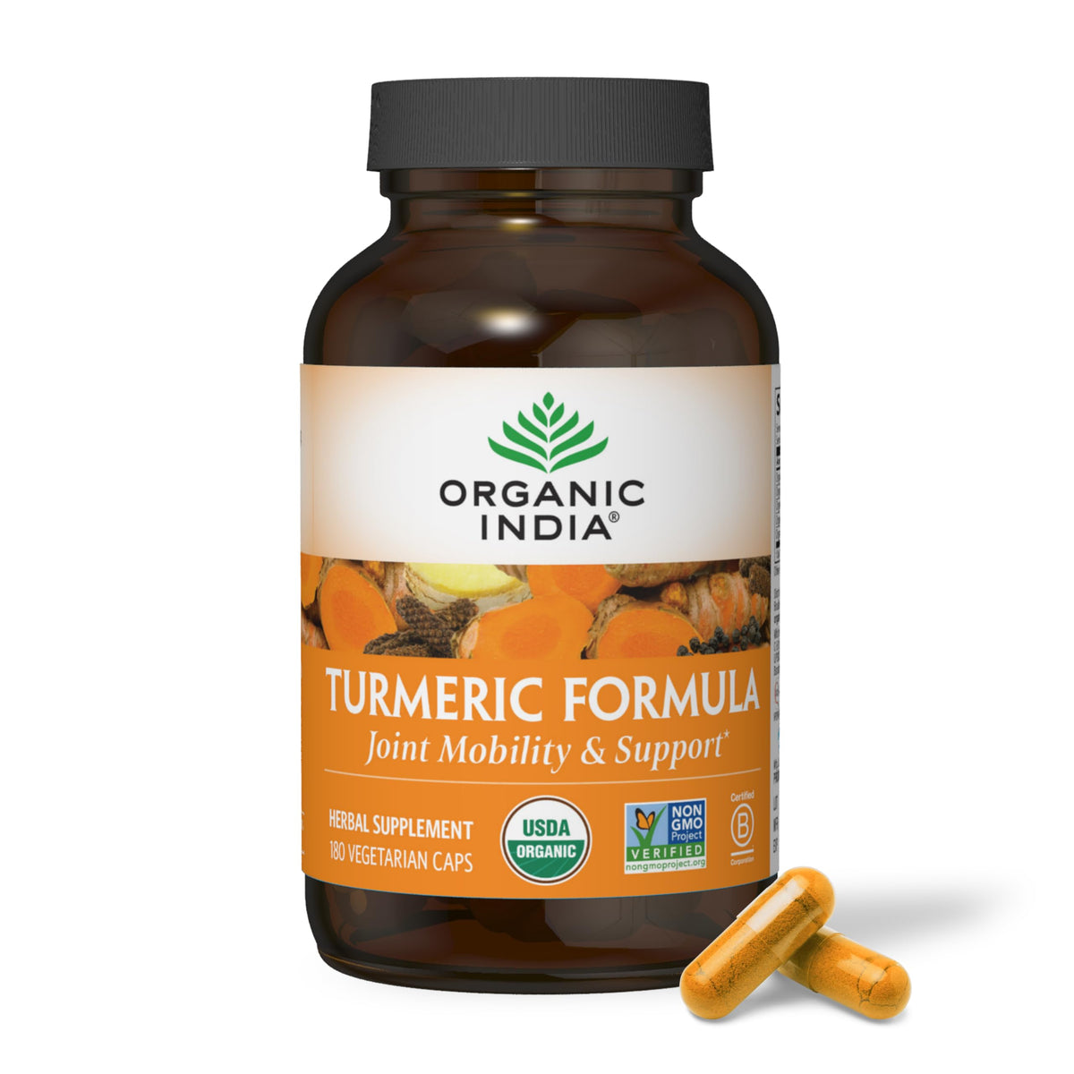 Organic India, Turmeric Formula, Joint Mobility & Support, 90 Vegetarian Caps, Pack of 2