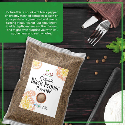 Jiva Organics Black Pepper Powder Ground (Table Grind) 7 Ounce