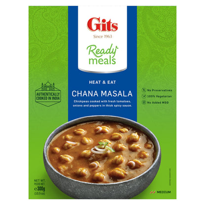 Gits Veg Biryani (long grain aromatic Indian Basmati rice) + Chickpeas masala (Chana Masala) Large Chickpeas cooked in a light Onion & tomato with mild spices. Microwave for 1-2 mins. Ready to Eat.