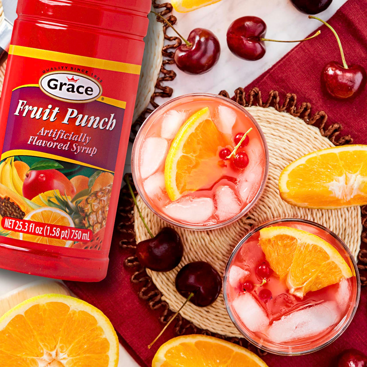 Grace Fruit Punch Flavored Syrup (2 Pack, Total of 50.6fl.oz)
