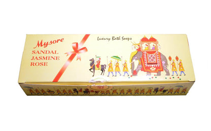 Natural Mysore Sandal, Jasmine and Rose Bath Soaps - Set of 3
