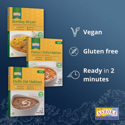 Ashoka Traditional Meals 1932, Vegan Mashed Vegetable Instant Curry, All-Natural, Ready to Eat Microwavable Meals, Bombay Pav Bhaji, Great for Backpacking & Hiking, with No Preservatives, Pack of 1