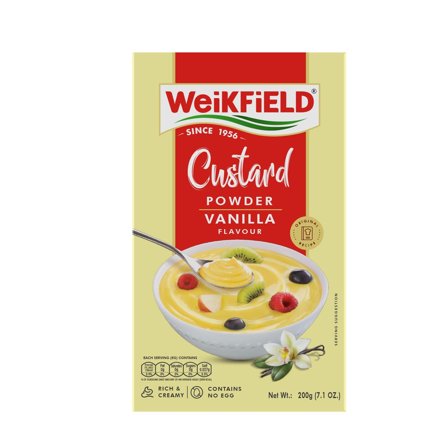 Weikfield Custard Powder | Delicious French Vanilla Flavour | Makes Rich & Creamy Custard | 200Gm (7.1 Oz) puddinCarton