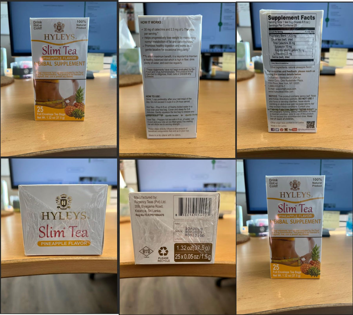 Hyleys Slim Tea Pineapple Flavor - Weight Loss Herbal Supplement Cleanse and Detox - 25 Tea Bags (1 Pack)